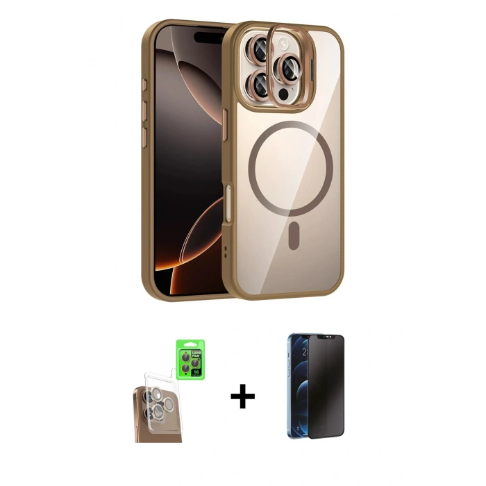 MARSİLYAN™- iPhone 16 Pro Max Kılıf Yadigar Asil Koleksiyonu - Siyah 3D Antistatik Hayalet Cam Ekran Koruyucu + Raze Metal Kamera Lens - CLTM