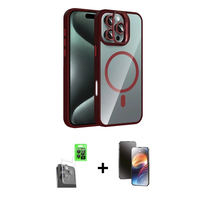 MARSİLYAN™- iPhone 16 Pro Max Kılıf Yadigar Asil Koleksiyonu - Siyah 3D Antistatik Mat Seramik Nano Ekran Koruyucu + Raze Metal Kamera Lens - SH