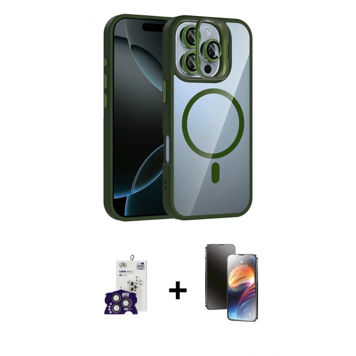 MARSİLYAN™- iPhone 16 Pro Max Kılıf Yadigar Asil Koleksiyonu - Siyah 3D Antistatik Mat Seramik Nano Ekran Koruyucu + Bilvis Titan Kamera Lens - TMGI