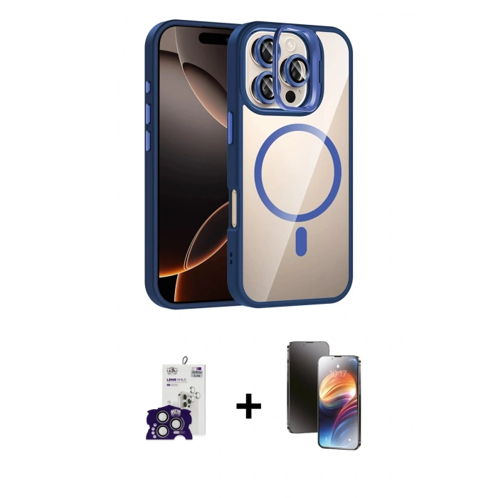 MARSİLYAN™- iPhone 16 Pro Max Kılıf Yadigar Asil Koleksiyonu - Siyah 3D Antistatik Mat Seramik Nano Ekran Koruyucu + Bilvis Titan Kamera Lens - TMGI