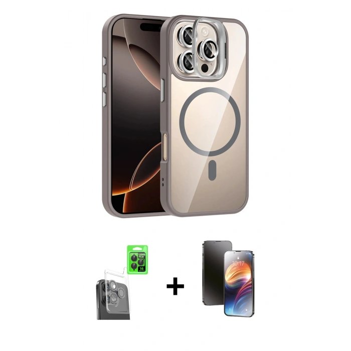 MARSİLYAN™- iPhone 16 Pro Max Kılıf Yadigar Asil Koleksiyonu - Siyah 3D Antistatik Mat Seramik Nano Ekran Koruyucu + Raze Metal Kamera Lens - SH
