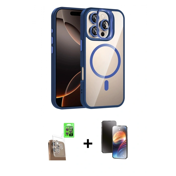 MARSİLYAN™- iPhone 16 Pro Max Kılıf Yadigar Asil Koleksiyonu - Siyah 3D Antistatik Mat Seramik Nano Ekran Koruyucu + Raze Metal Kamera Lens - CLTM
