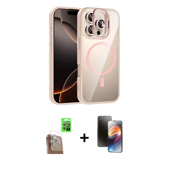 MARSİLYAN™- iPhone 16 Pro Max Kılıf Yadigar Asil Koleksiyonu - Siyah 3D Antistatik Mat Seramik Nano Ekran Koruyucu + Raze Metal Kamera Lens - CLTM