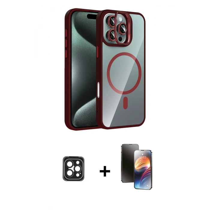 MARSİLYAN™- iPhone 16 Pro Max Kılıf Yadigar Asil Koleksiyonu - Siyah 3D Antistatik Mat Seramik Nano Ekran Koruyucu + PVD Metal Kamera Lens - SH