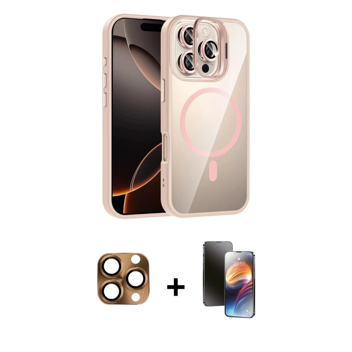 MARSİLYAN™- iPhone 16 Pro Max Kılıf Yadigar Asil Koleksiyonu - Siyah 3D Antistatik Mat Seramik Nano Ekran Koruyucu + Pers Alüminyum Kamera Lens - CLTM
