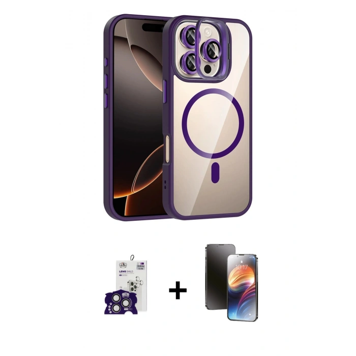 MARSİLYAN™- iPhone 16 Pro Max Kılıf Yadigar Asil Koleksiyonu - Siyah 3D Antistatik Mat Seramik Nano Ekran Koruyucu + Bilvis Titan Kamera Lens - TMGI