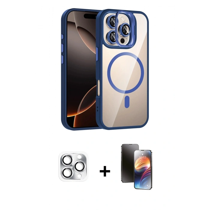 MARSİLYAN™- iPhone 16 Pro Max Kılıf Yadigar Asil Koleksiyonu - Siyah 3D Antistatik Mat Seramik Nano Ekran Koruyucu + Pers Alüminyum Kamera Lens - GS