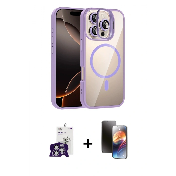 MARSİLYAN™- iPhone 16 Pro Max Kılıf Yadigar Asil Koleksiyonu - Siyah 3D Antistatik Mat Seramik Nano Ekran Koruyucu + Bilvis Titan Kamera Lens - GS