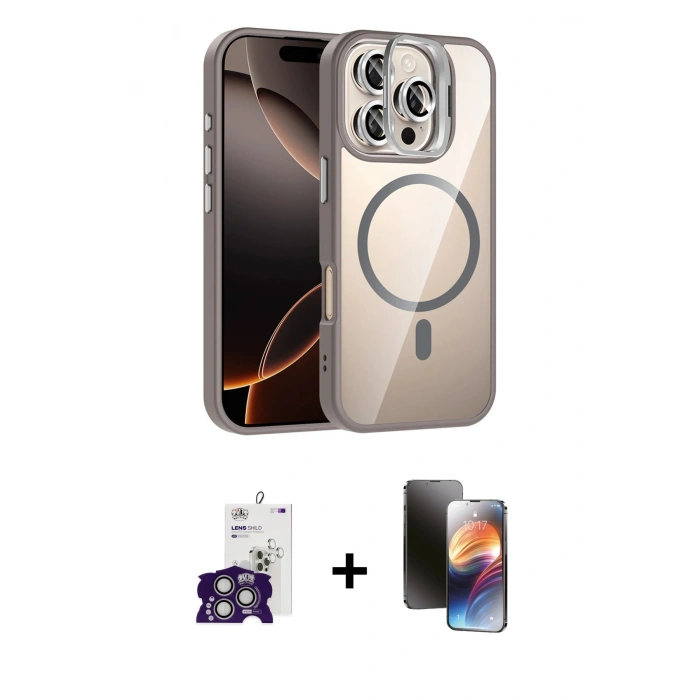 MARSİLYAN™- iPhone 16 Pro Max Kılıf Yadigar Asil Koleksiyonu - Siyah 3D Antistatik Mat Seramik Nano Ekran Koruyucu + Bilvis Titan Kamera Lens - GS