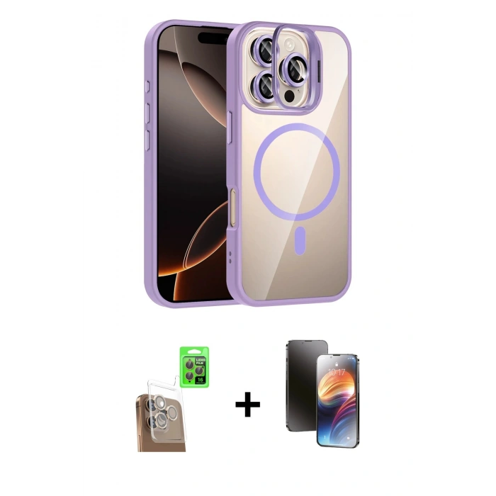 MARSİLYAN™- iPhone 16 Pro Max Kılıf Yadigar Asil Koleksiyonu - Siyah 3D Antistatik Mat Seramik Nano Ekran Koruyucu + Raze Metal Kamera Lens - CLTM