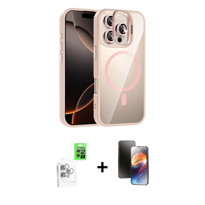 MARSİLYAN™- iPhone 16 Pro Max Kılıf Yadigar Asil Koleksiyonu - Siyah 3D Antistatik Mat Seramik Nano Ekran Koruyucu + Raze Metal Kamera Lens - BZ