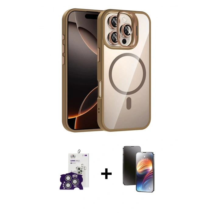 MARSİLYAN™- iPhone 16 Pro Max Kılıf Yadigar Asil Koleksiyonu - Siyah 3D Antistatik Mat Seramik Nano Ekran Koruyucu + Bilvis Titan Kamera Lens - GS