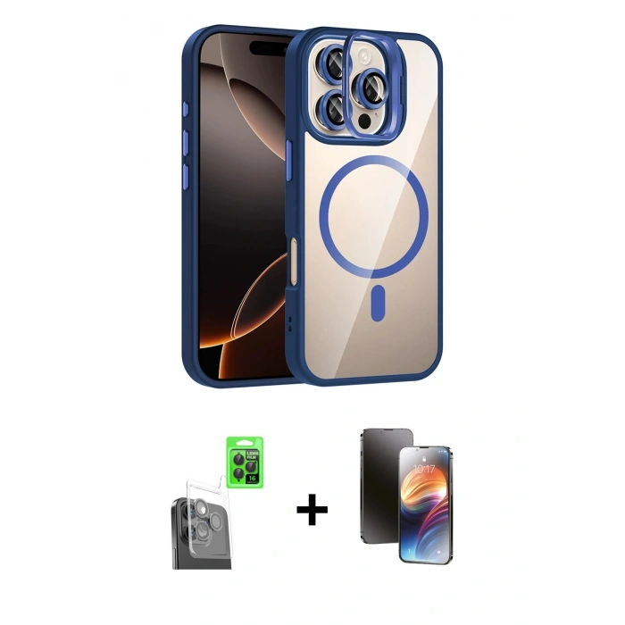MARSİLYAN™- iPhone 16 Pro Max Kılıf Yadigar Asil Koleksiyonu - Siyah 3D Antistatik Mat Seramik Nano Ekran Koruyucu + Raze Metal Kamera Lens - SH