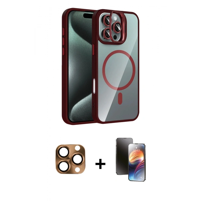 MARSİLYAN™- iPhone 16 Pro Max Kılıf Yadigar Asil Koleksiyonu - Siyah 3D Antistatik Mat Seramik Nano Ekran Koruyucu + Pers Alüminyum Kamera Lens - CLTM