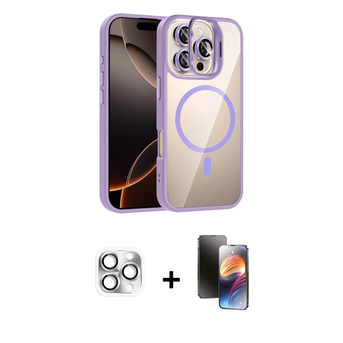 MARSİLYAN™- iPhone 16 Pro Max Kılıf Yadigar Asil Koleksiyonu - Siyah 3D Antistatik Mat Seramik Nano Ekran Koruyucu + Pers Alüminyum Kamera Lens - GS