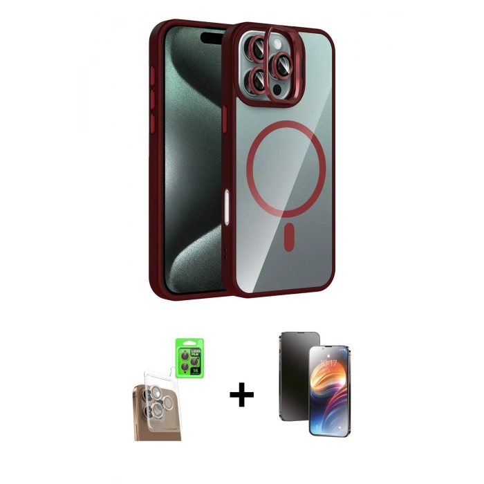 MARSİLYAN™- iPhone 16 Pro Max Kılıf Yadigar Asil Koleksiyonu - Siyah 3D Antistatik Mat Seramik Nano Ekran Koruyucu + Raze Metal Kamera Lens - CLTM