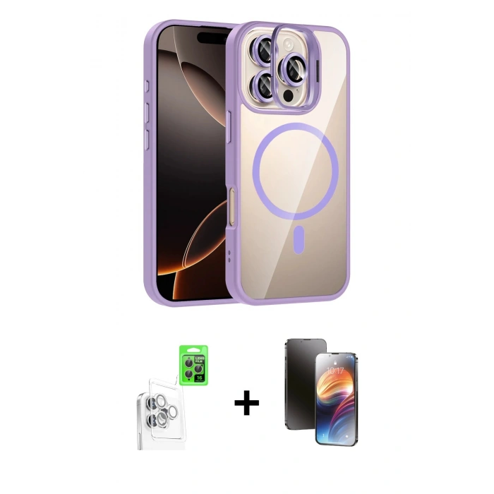 MARSİLYAN™- iPhone 16 Pro Max Kılıf Yadigar Asil Koleksiyonu - Siyah 3D Antistatik Mat Seramik Nano Ekran Koruyucu + Raze Metal Kamera Lens - BZ
