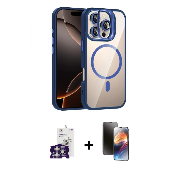 MARSİLYAN™- iPhone 16 Pro Max Kılıf Yadigar Asil Koleksiyonu - Siyah 3D Antistatik Mat Seramik Nano Ekran Koruyucu + Bilvis Titan Kamera Lens - GS