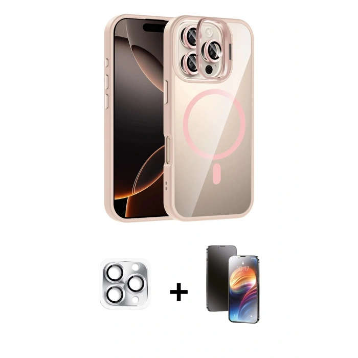 MARSİLYAN™- iPhone 16 Pro Max Kılıf Yadigar Asil Koleksiyonu - Siyah 3D Antistatik Mat Seramik Nano Ekran Koruyucu + Pers Alüminyum Kamera Lens - GS