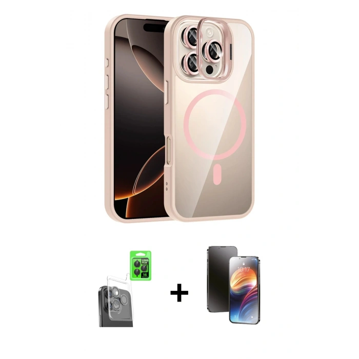 MARSİLYAN™- iPhone 16 Pro Max Kılıf Yadigar Asil Koleksiyonu - Siyah 3D Antistatik Mat Seramik Nano Ekran Koruyucu + Raze Metal Kamera Lens - SH