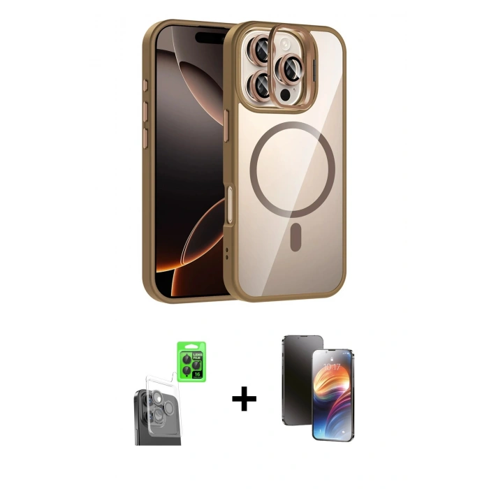 MARSİLYAN™- iPhone 16 Pro Max Kılıf Yadigar Asil Koleksiyonu - Siyah 3D Antistatik Mat Seramik Nano Ekran Koruyucu + Raze Metal Kamera Lens - SH