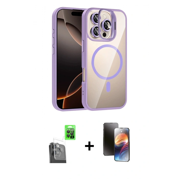 MARSİLYAN™- iPhone 16 Pro Max Kılıf Yadigar Asil Koleksiyonu - Siyah 3D Antistatik Mat Seramik Nano Ekran Koruyucu + Raze Metal Kamera Lens - SH