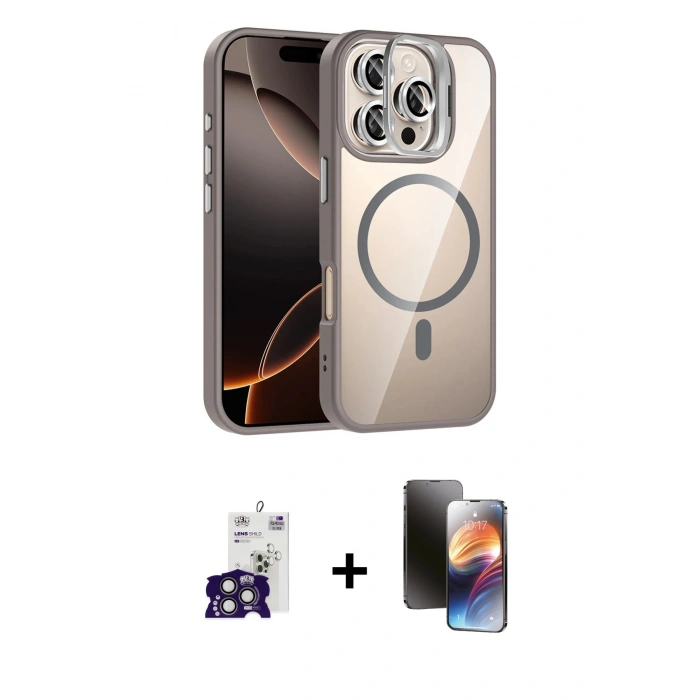 MARSİLYAN™- iPhone 16 Pro Max Kılıf Yadigar Asil Koleksiyonu - Siyah 3D Antistatik Mat Seramik Nano Ekran Koruyucu + Bilvis Titan Kamera Lens - TMGI