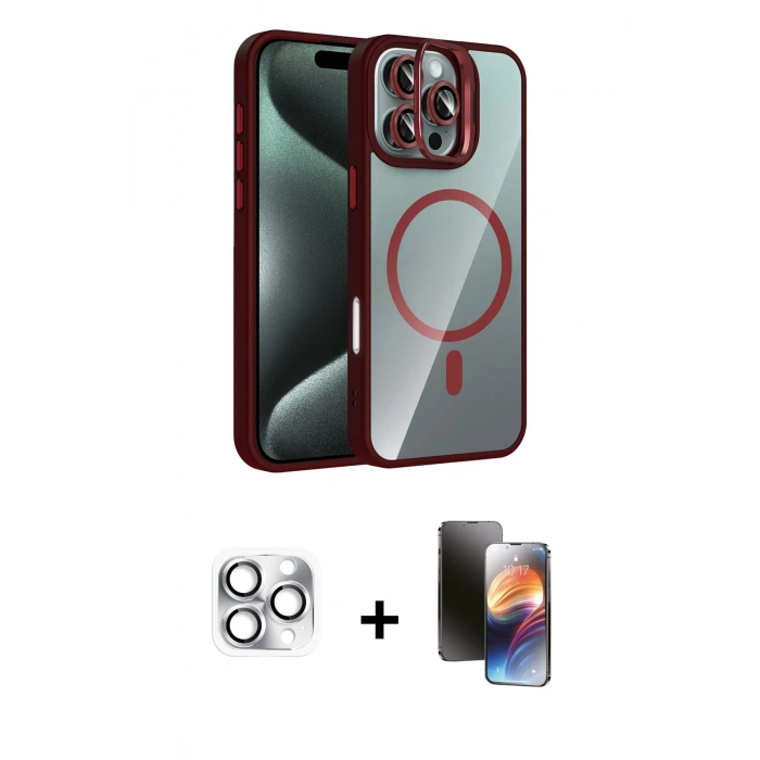 MARSİLYAN™- iPhone 16 Pro Max Kılıf Yadigar Asil Koleksiyonu - Siyah 3D Antistatik Mat Seramik Nano Ekran Koruyucu + Pers Alüminyum Kamera Lens - GS