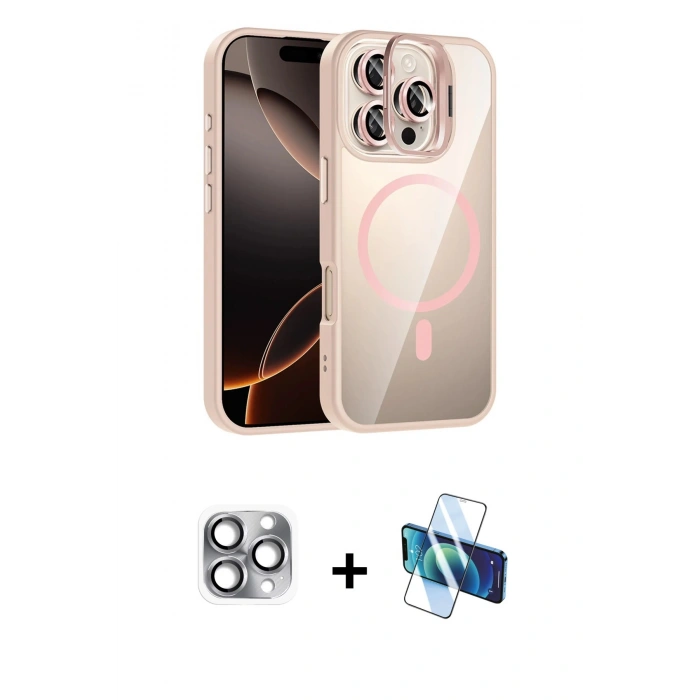 MARSİLYAN™- iPhone 16 Pro Max Kılıf Yadigar Asil Koleksiyonu - Siyah 3D Antistatik Seramik Nano Ekran Koruyucu + Pers Alüminyum Kamera Lens - GI