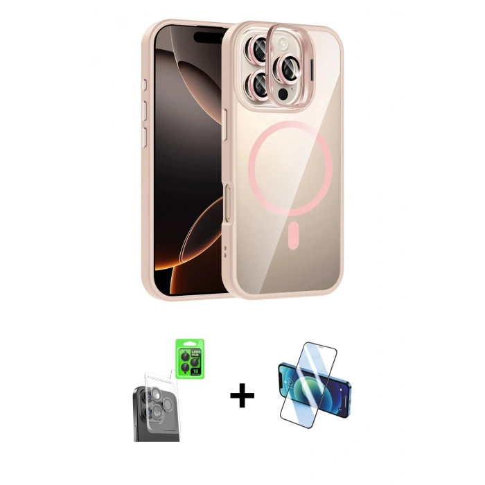 MARSİLYAN™- iPhone 16 Pro Max Kılıf Yadigar Asil Koleksiyonu - Siyah 3D Antistatik Seramik Nano Ekran Koruyucu + Raze Metal Kamera Lens - SH