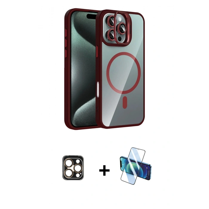 MARSİLYAN™- iPhone 16 Pro Max Kılıf Yadigar Asil Koleksiyonu - Siyah 3D Antistatik Seramik Nano Ekran Koruyucu + Gold PVD Metal Kamera Lens
