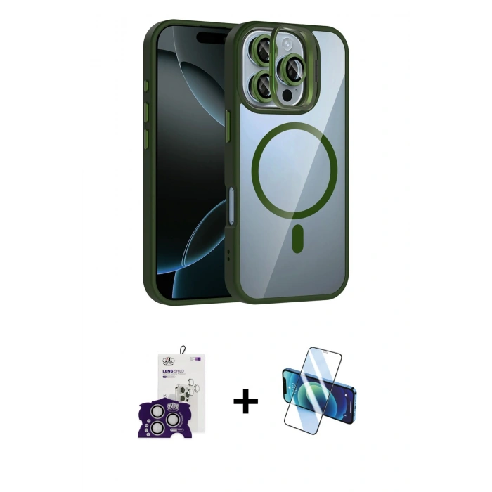 MARSİLYAN™- iPhone 16 Pro Max Kılıf Yadigar Asil Koleksiyonu - Siyah 3D Antistatik Seramik Nano Ekran Koruyucu + Bilvis Titan Kamera Lens - GS