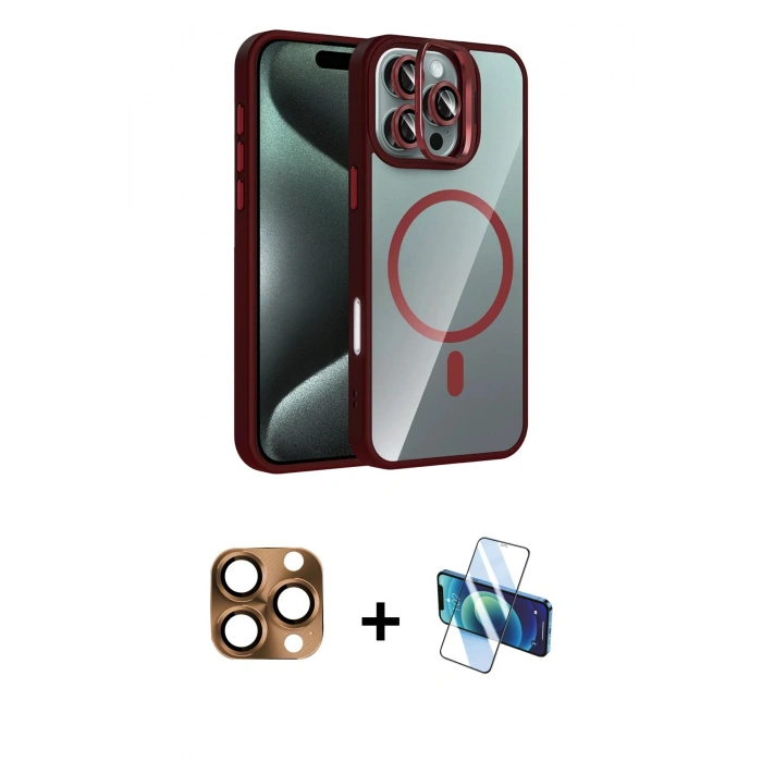 MARSİLYAN™- iPhone 16 Pro Max Kılıf Yadigar Asil Koleksiyonu - Siyah 3D Antistatik Seramik Nano Ekran Koruyucu + Pers Alüminyum Kamera Lens - CLTM