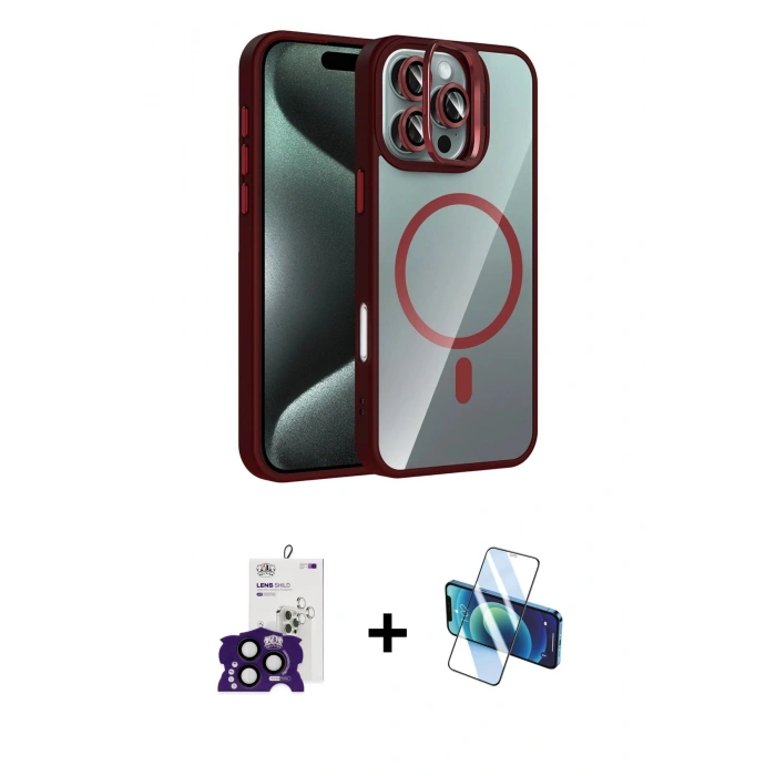 MARSİLYAN™- iPhone 16 Pro Max Kılıf Yadigar Asil Koleksiyonu - Siyah 3D Antistatik Seramik Nano Ekran Koruyucu + Bilvis Titan Kamera Lens - SH