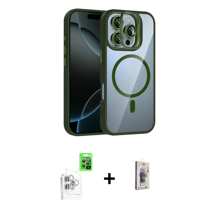 MARSİLYAN™- iPhone 16 Pro Max Kılıf Yadigar Asil Koleksiyonu - Siyah Bilvis 3D Cam Ekran Koruyucu + Beyaz Raze Metal Kamera Lens