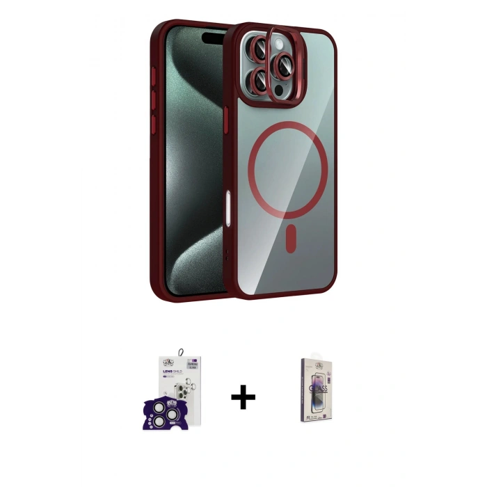 MARSİLYAN™- iPhone 16 Pro Max Kılıf Yadigar Asil Koleksiyonu - Siyah Bilvis 3D Cam Ekran Koruyucu + Bilvis Titan Kamera Lens - TMGI