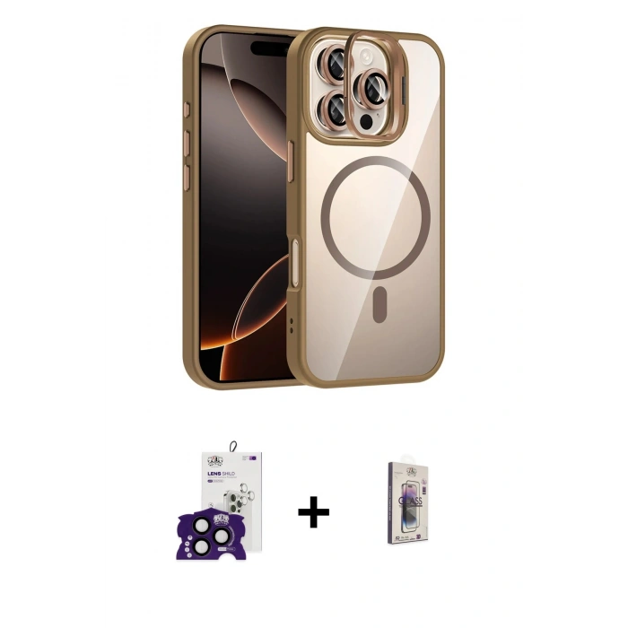 MARSİLYAN™- iPhone 16 Pro Max Kılıf Yadigar Asil Koleksiyonu - Siyah Bilvis 3D Cam Ekran Koruyucu + Bilvis Titan Kamera Lens - SH