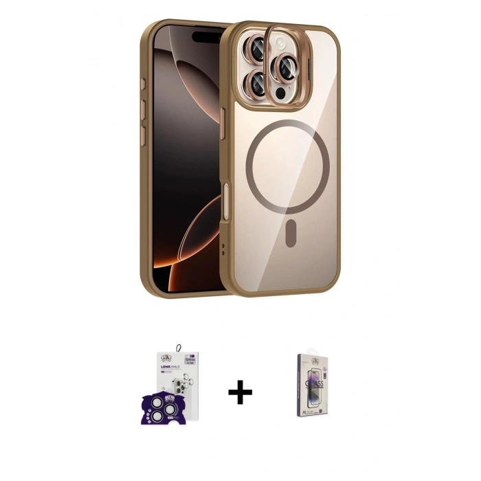 MARSİLYAN™- iPhone 16 Pro Max Kılıf Yadigar Asil Koleksiyonu - Siyah Bilvis 3D Cam Ekran Koruyucu + Bilvis Titan Kamera Lens - TMGI