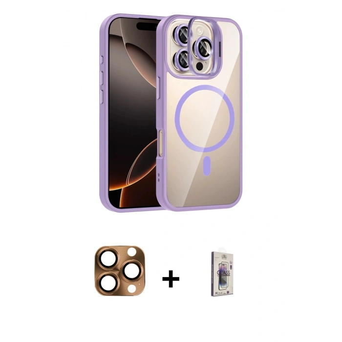 MARSİLYAN™- iPhone 16 Pro Max Kılıf Yadigar Asil Koleksiyonu - Siyah Bilvis 3D Cam Ekran Koruyucu + Pers Alüminyum Kamera Lens - CLTM