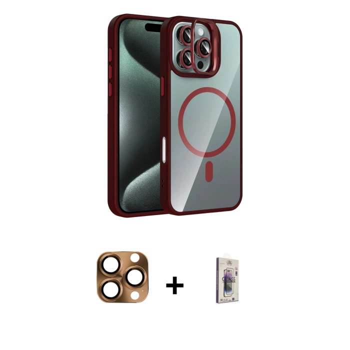 MARSİLYAN™- iPhone 16 Pro Max Kılıf Yadigar Asil Koleksiyonu - Siyah Bilvis 3D Cam Ekran Koruyucu + Pers Alüminyum Kamera Lens - CLTM