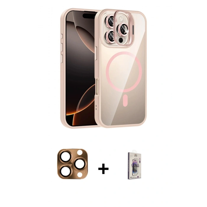 MARSİLYAN™- iPhone 16 Pro Max Kılıf Yadigar Asil Koleksiyonu - Siyah Bilvis 3D Cam Ekran Koruyucu + Pers Alüminyum Kamera Lens - CLTM