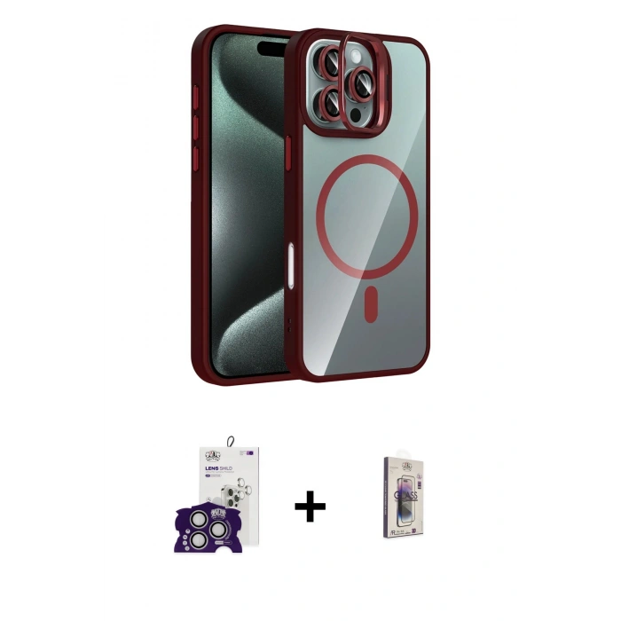MARSİLYAN™- iPhone 16 Pro Max Kılıf Yadigar Asil Koleksiyonu - Siyah Bilvis 3D Cam Ekran Koruyucu + Bilvis Titan Kamera Lens - GS