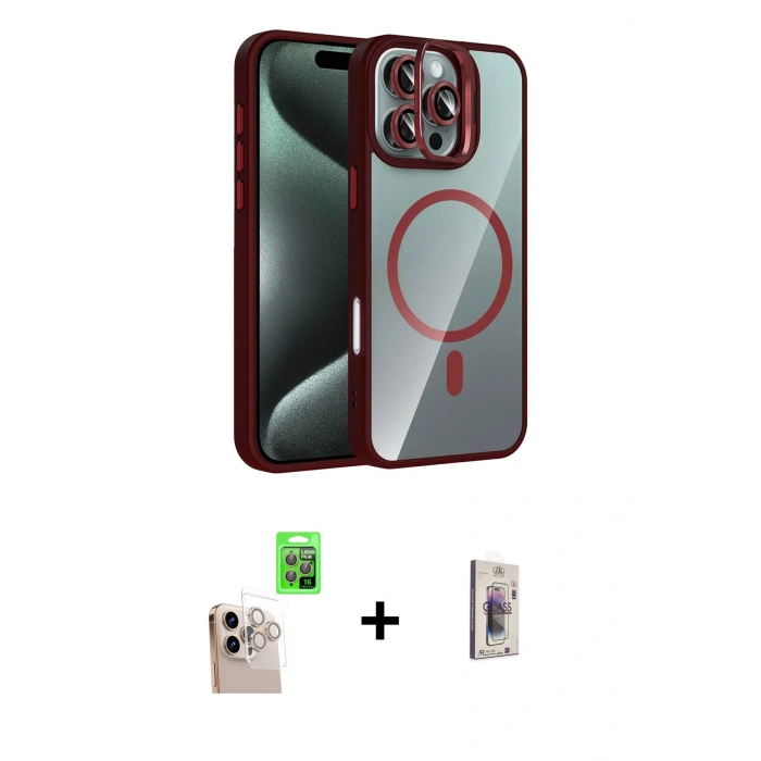 MARSİLYAN™- iPhone 16 Pro Max Kılıf Yadigar Asil Koleksiyonu - Siyah Bilvis 3D Cam Ekran Koruyucu + Raze Metal Kamera Lens - NLGY