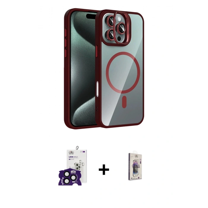 MARSİLYAN™- iPhone 16 Pro Max Kılıf Yadigar Asil Koleksiyonu - Siyah Bilvis 3D Cam Ekran Koruyucu + Siyah Bilvis Titan Kamera Lens