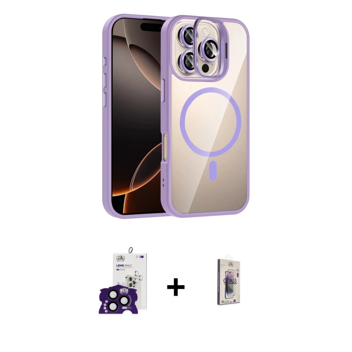 MARSİLYAN™- iPhone 16 Pro Max Kılıf Yadigar Asil Koleksiyonu - Siyah Bilvis 3D Cam Ekran Koruyucu + Siyah Bilvis Titan Kamera Lens