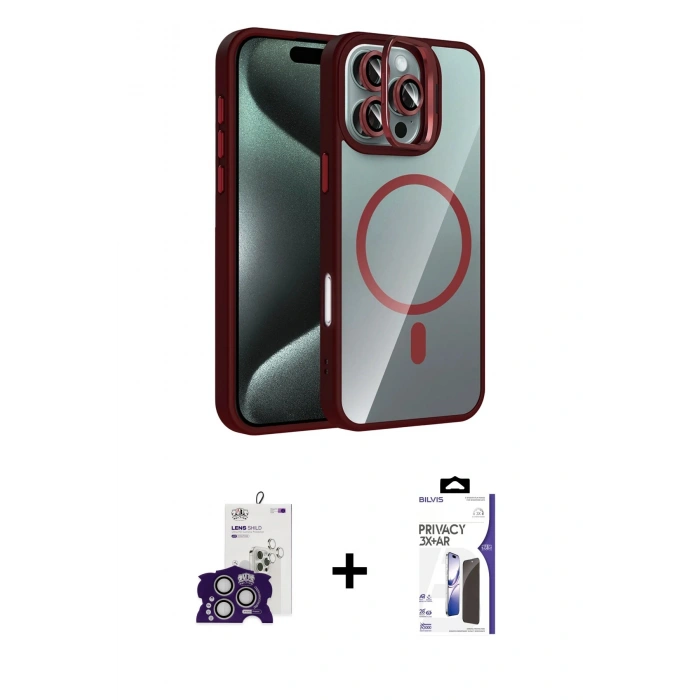 MARSİLYAN™- iPhone 16 Pro Max Kılıf Yadigar Asil Koleksiyonu - Siyah Bilvis 3X AR Hayalet Cam Ekran Koruyucu + Bilvis Titan Kamera Lens - GS