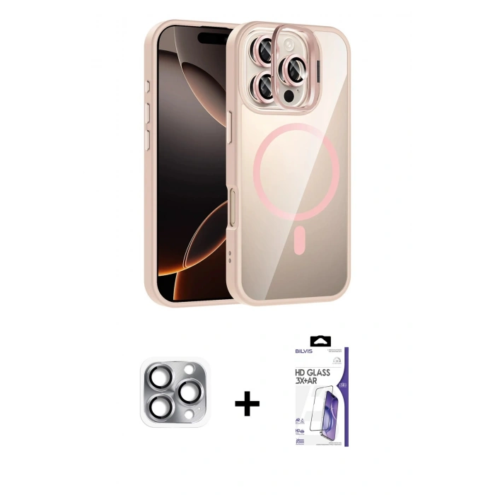 MARSİLYAN™- iPhone 16 Pro Max Kılıf Yadigar Asil Koleksiyonu - Siyah Bilvis 3X AR HD Cam Ekran Koruyucu + Pers Alüminyum Kamera Lens - GI