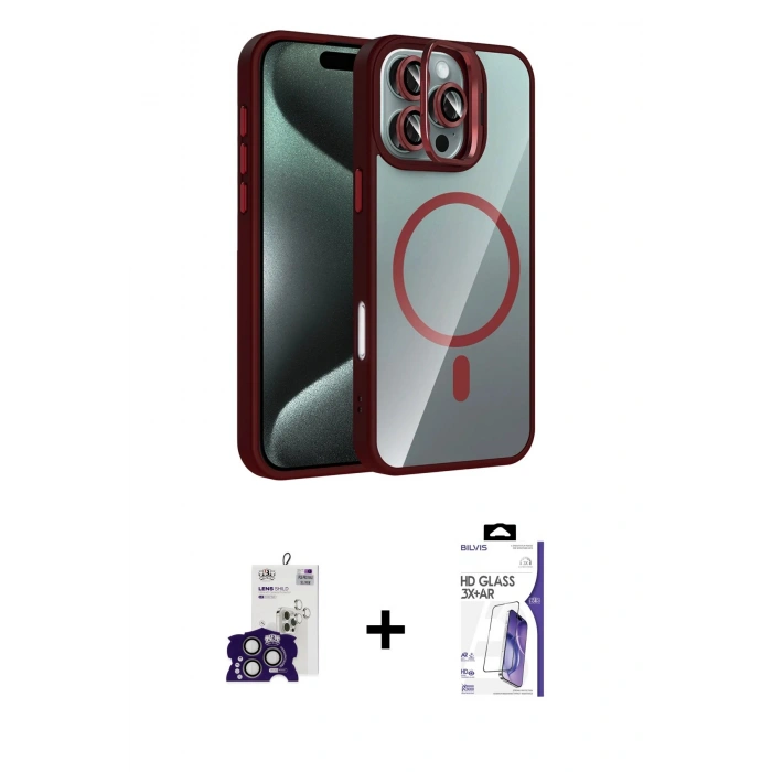 MARSİLYAN™- iPhone 16 Pro Max Kılıf Yadigar Asil Koleksiyonu - Siyah Bilvis 3X AR HD Cam Ekran Koruyucu + Bilvis Titan Kamera Lens - TMGI
