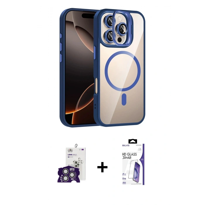 MARSİLYAN™- iPhone 16 Pro Max Kılıf Yadigar Asil Koleksiyonu - Siyah Bilvis 3X AR HD Cam Ekran Koruyucu + Bilvis Titan Kamera Lens - GS