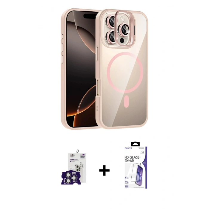 MARSİLYAN™- iPhone 16 Pro Max Kılıf Yadigar Asil Koleksiyonu - Siyah Bilvis 3X AR HD Cam Ekran Koruyucu + Bilvis Titan Kamera Lens - TMGI